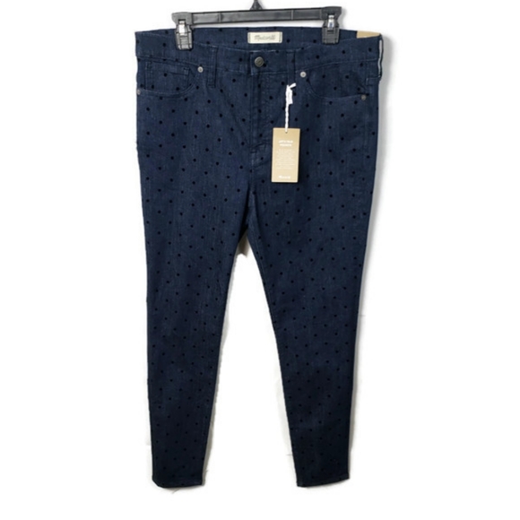 ♥️Madewell High Rise Skinny Denim Jeans Polka Dot Polkadot Stretch Slimming - Picture 6 of 10